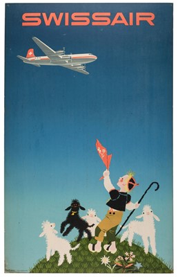 Lot 470 - Swissair. An advertising poster designed by Donald Brunn, 1954