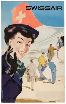 Lot 473 - Swissair. An original poster design by Hans Looser (1897-1984), circa 1950s