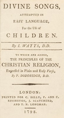 Lot 479 - Watts (Isaac). Divine Songs, 1798