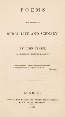 Lot 445 - Clare (John). Poems, Descriptive of Rural Life and Scenery, 1st edition, 1820