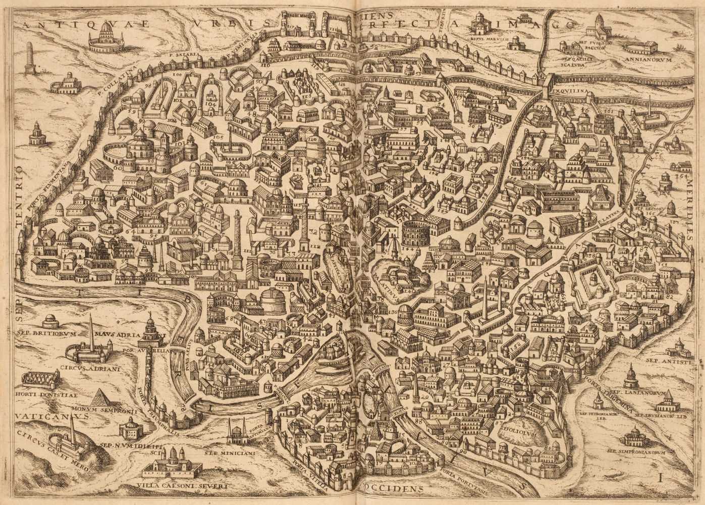 Lot 5 - Boissard (Jean-Jacques, Theodor De Bry). Romanae Urbis topographiae et antiquitatum, 6 parts in 3 vols, 1597-1602