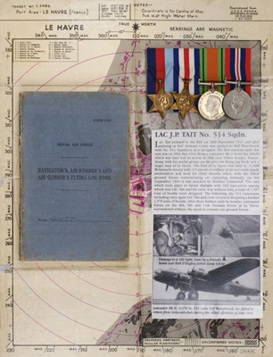 Lot 448 - Log Book. WWII Log Book - Leading Aircraftsman J.P. Tait, 514 Squadron, Royal Air Force