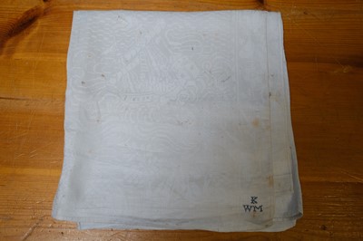 Lot 439 - Household Linen. A large damask linen tablecloth, Dutch, c. 1700, & other 18th & 19th century linen