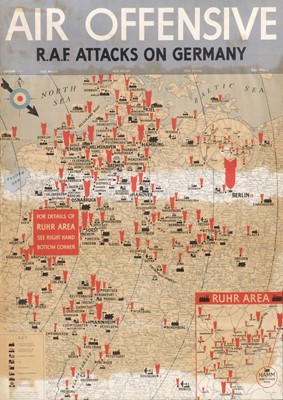 Lot 428 - Britain's Air Offensive Poster. R.A.F. Attacks on Germany, a WWII colour poster