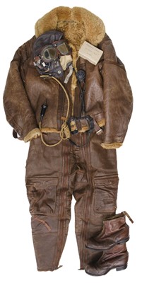 Lot 349 - Flying Clothing. WWII RAF C type flying helmet and other related items
