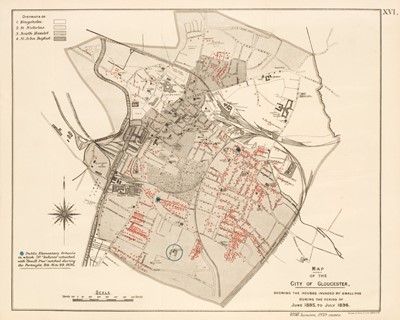 Lot 64 - Small-Pox Vaccination Maps. Gloucester and Warrington, London: Her Majesty's Stationery Office, 1897
