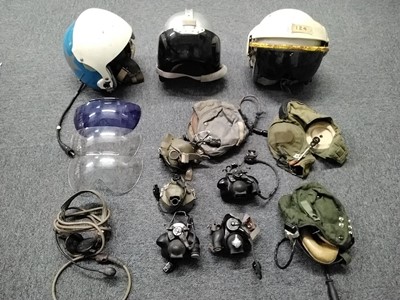 Lot 351 - Flying Helmets. Bone dome Mk 1A (B) flying helmet dated 1963 and other helmets