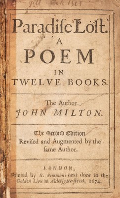 Lot 345 - Milton (John). Paradise Lost, 2nd edition, 1674
