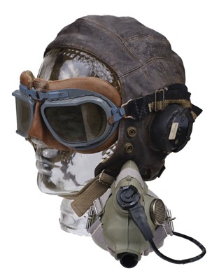 Lot 352 - Flying Helmets. WWII RAF C type flying helmet and other helmets