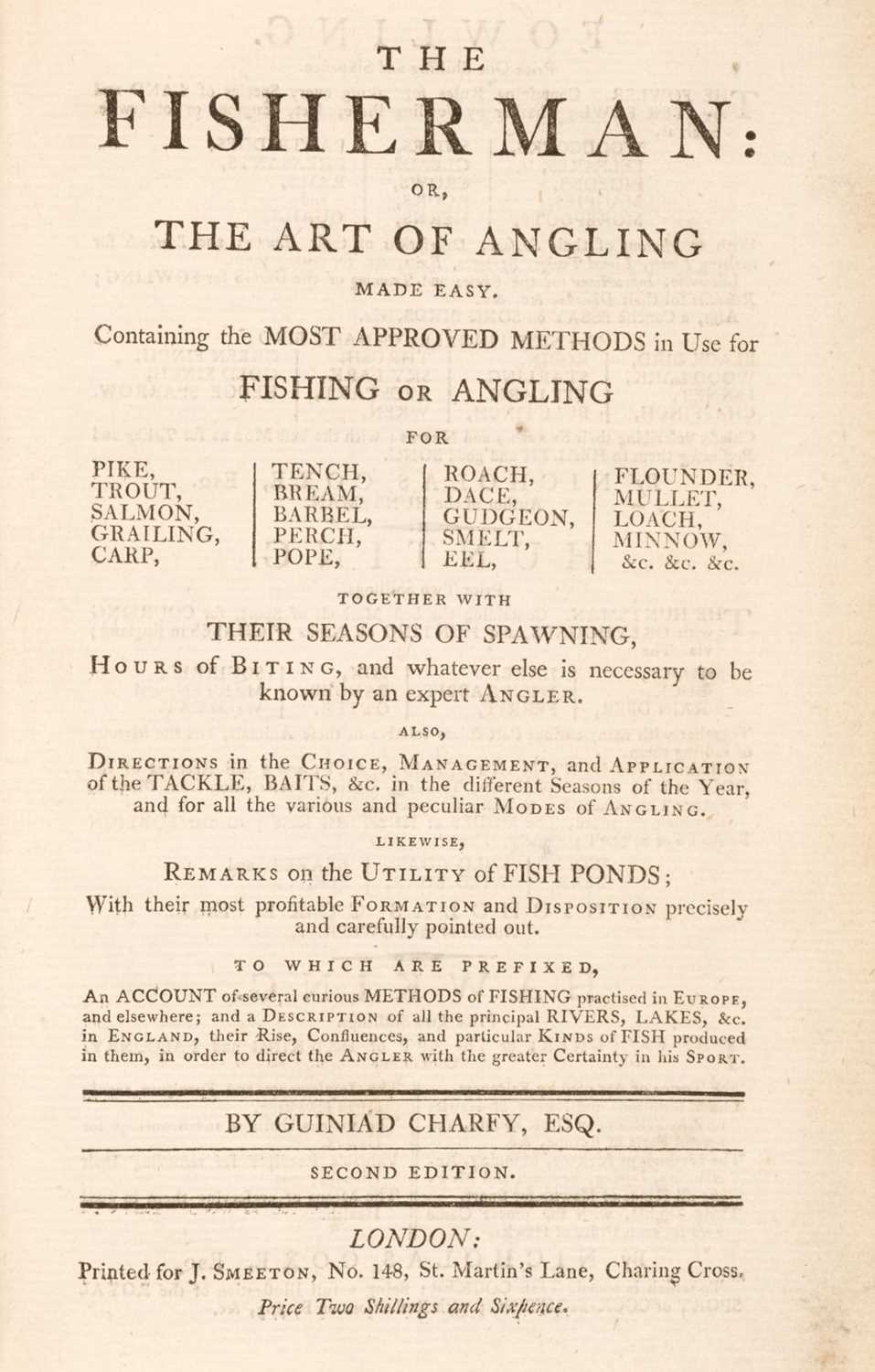 Lot 75 - Charfy (Guiniad, i.e. George Smeeton). The Fisherman: Or, the Art of Angling Made Easy
