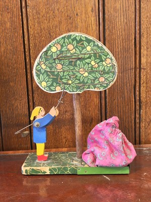 Lot 492 - Marble Tree Game. Apple Picker Game, circa 1920, wooden and tin base
