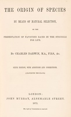 Lot 84 - Darwin (Charles). On the Origin of Species by Means of Natural Selection