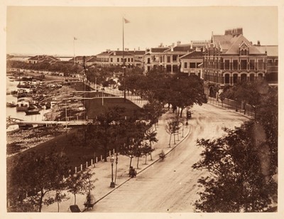 Lot 27 - China. Shanghai harbour and public gardens, [and] the Bund, Shanghai, c. 1870