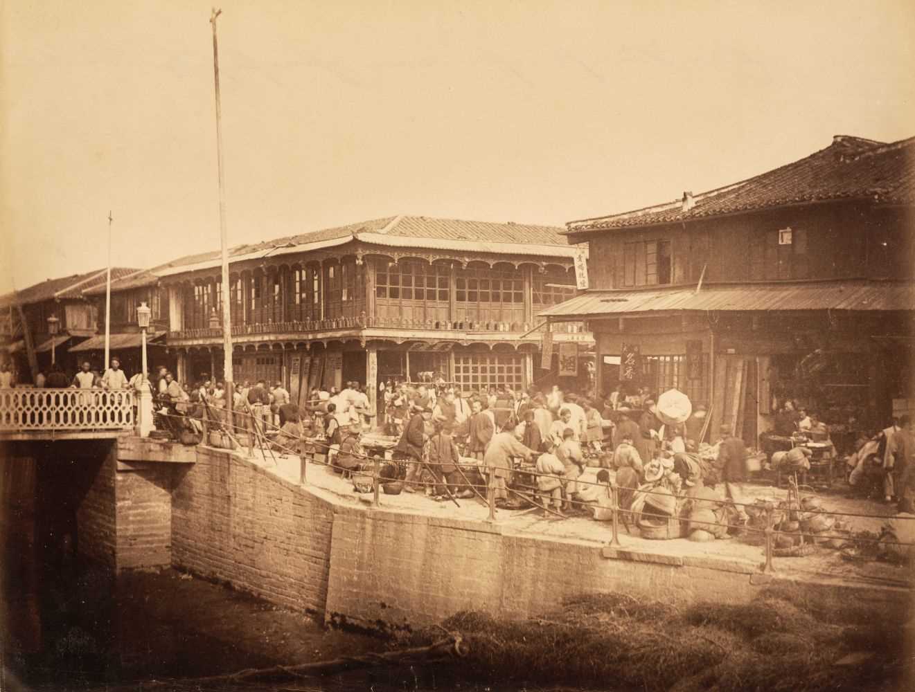 Lot 46 - China. Houses in the Chinese Quarter, Shanghai, c. 1870, albumen print