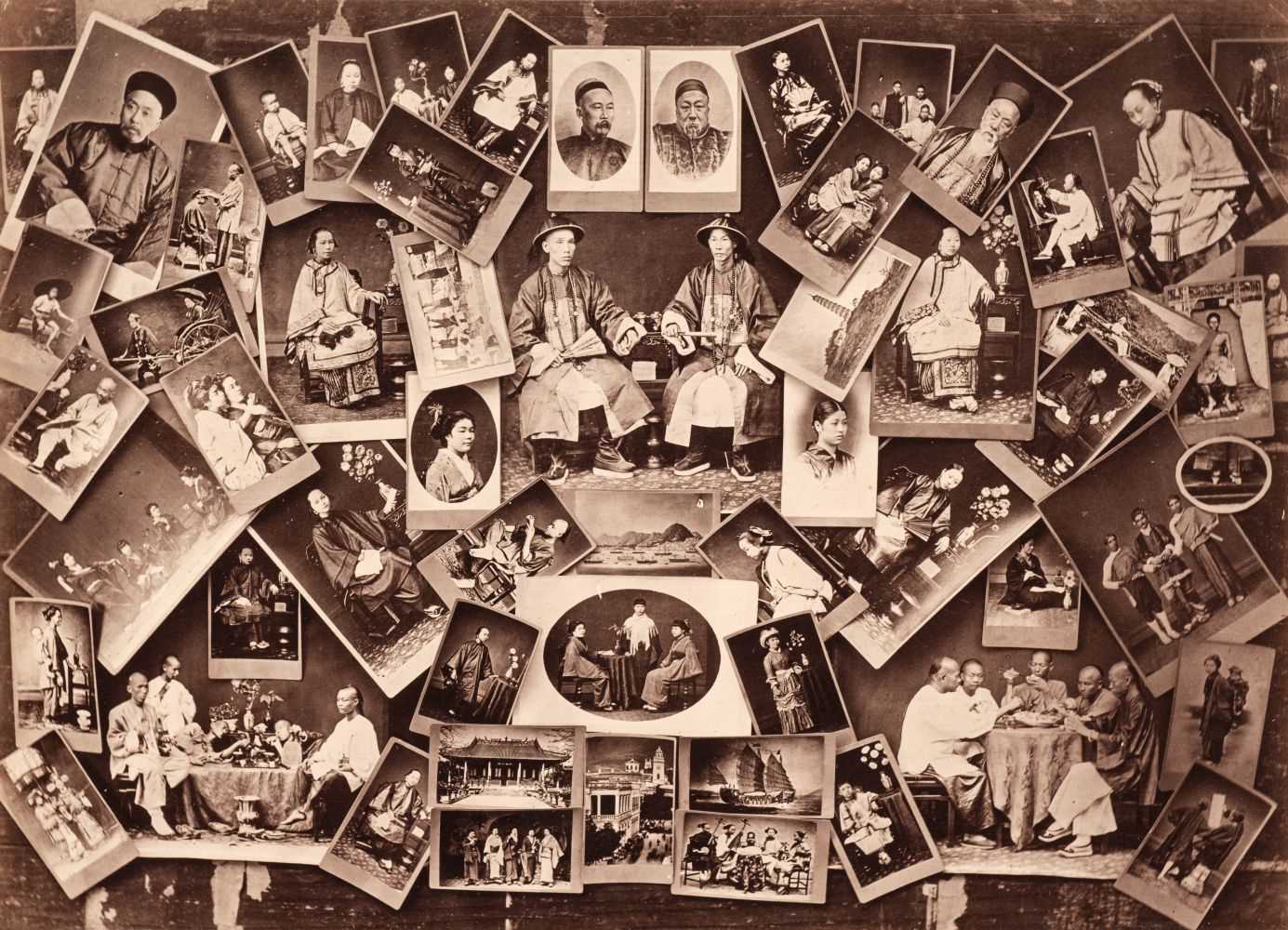 Lot 63 - China. Advertising collage of portrait photographs, by Pun Lun, c. 1870