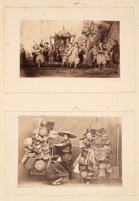 Lot 67 - Japan. A group of 8 mostly hand coloured albumen prints of Japanese people, c. 1870