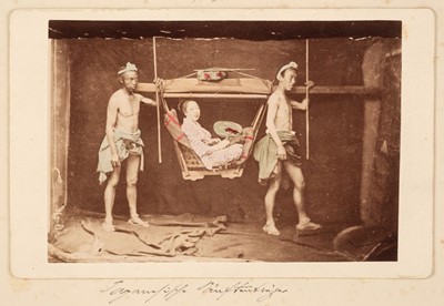 Lot 67 - Japan. A group of 8 mostly hand coloured albumen prints of Japanese people, c. 1870