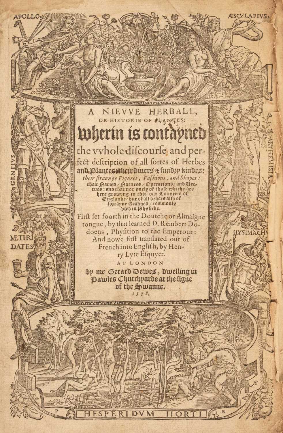 Lot 83 - Dodoens (Rembert). A Niewe Herball, or Historie of Plantes..., 1st English ed., 1578