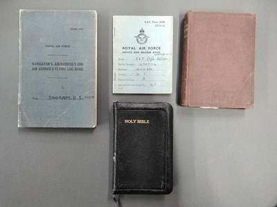 Lot 451 - Log Book. WWII Royal Air Force  Log Book, Wireless Operator D.I. Ingram