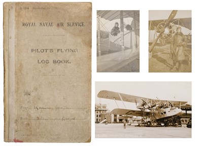 Lot 446 - Log Book. WWI Royal Naval Air Service log book kept by James Keane