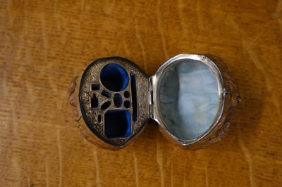 Lot 454 - Sewing. A miniature walnut sewing etui, 19th century