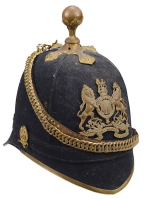 Lot 264 - Helmet. Blue cloth helmet, Royal Army Medical Corps, circa 1902-07