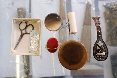 Lot 446 - Miniature. A collection of miniature, sewing, needlework, and miscellaneous items, 18th/19th century