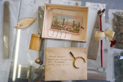 Lot 446 - Miniature. A collection of miniature, sewing, needlework, and miscellaneous items, 18th/19th century