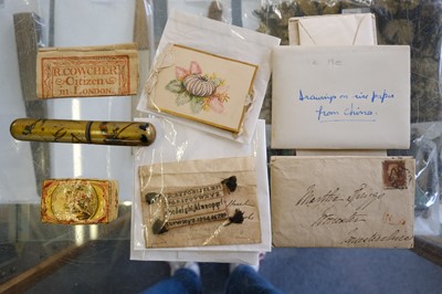 Lot 446 - Miniature. A collection of miniature, sewing, needlework, and miscellaneous items, 18th/19th century