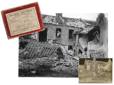 Lot 518 - Glass Plate Slides. Zeppelin Raid showing bomb damage on Clerkenwell, London on 8/9 September 1915