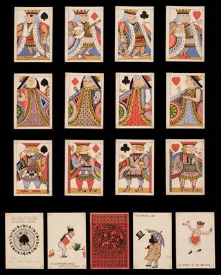Lot 511 - American transformation cards. Tiffany Harlequin playing cards, C.E. Carryl for Tiffany & Co., 1879