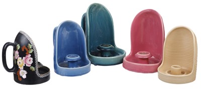 Lot 504 - Anti Zeppelin Candle Holders. A collection of WWI period pottery candle holders