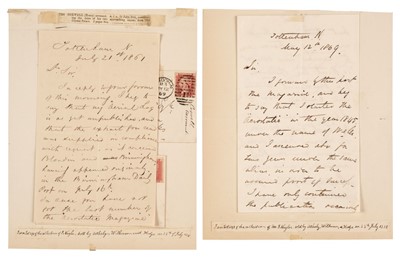 Lot 509 - Coxwell (Henry Tracey, 1819-1900). 2 autograph letters, 1861 & 1869