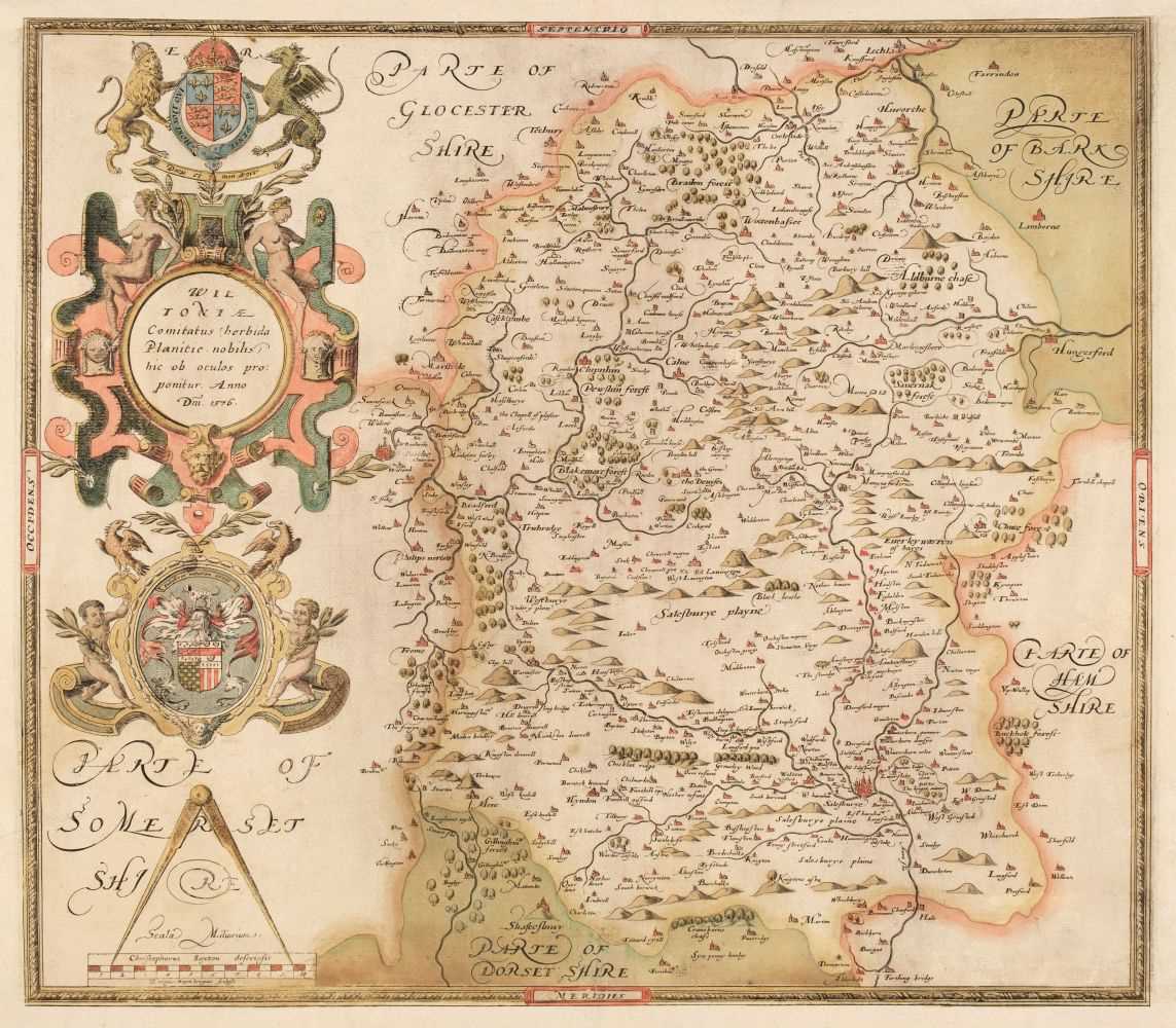 Lot 154 - Wiltshire. Saxton (Christopher), Wiltoniae comitatus...., 1579