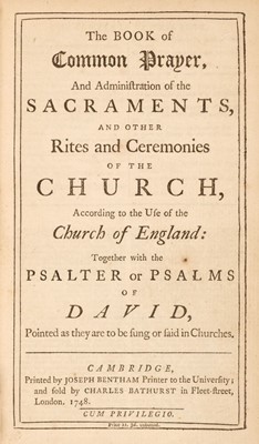 Lot 298 - The Book of Common Prayer..., Cambridge: Joseph Bentham, 1748 and others