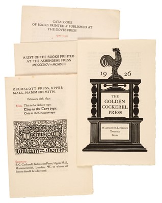 Lot 730 - Private Press Prospectuses. Kelmscott Press, Upper Mall, Hammersmith, February 16th, 1897