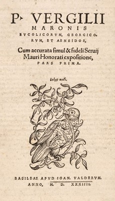 Lot 262 - Vergilius Maro (Publius). Bucolicorum, Georgicorum, et Aeneidos, Basel, 1534, contemporary binding