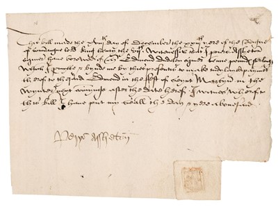 Lot 270 - Dudley (Edmund, c. 1462-1510). Document Signed by Piers Assheton, 18 December 1507