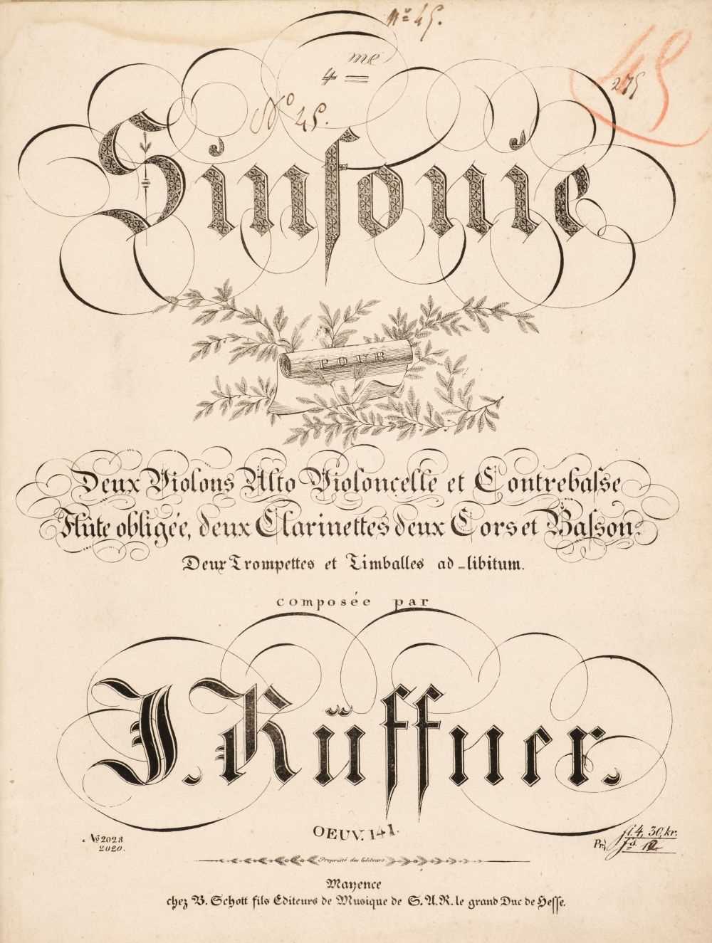Lot 346 - Küffner (Joseph). A large collection of engraved individual orchestral parts