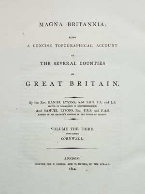 Lot 51 - Lysons (Daniel & Samuel). Magna Britannia... vol. 3 only, Cornwall, 1814