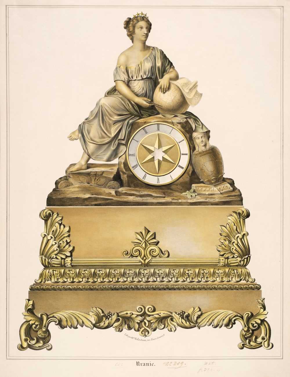 Lot 182 - Clock Designs. Four designs for Mantel Clocks, Paris, circa 1860