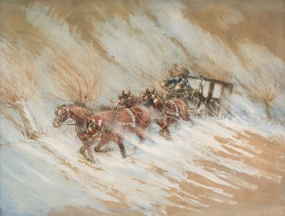 Lot 4 - Austrian School. Winter Landscape, oil on canvas.., and one other