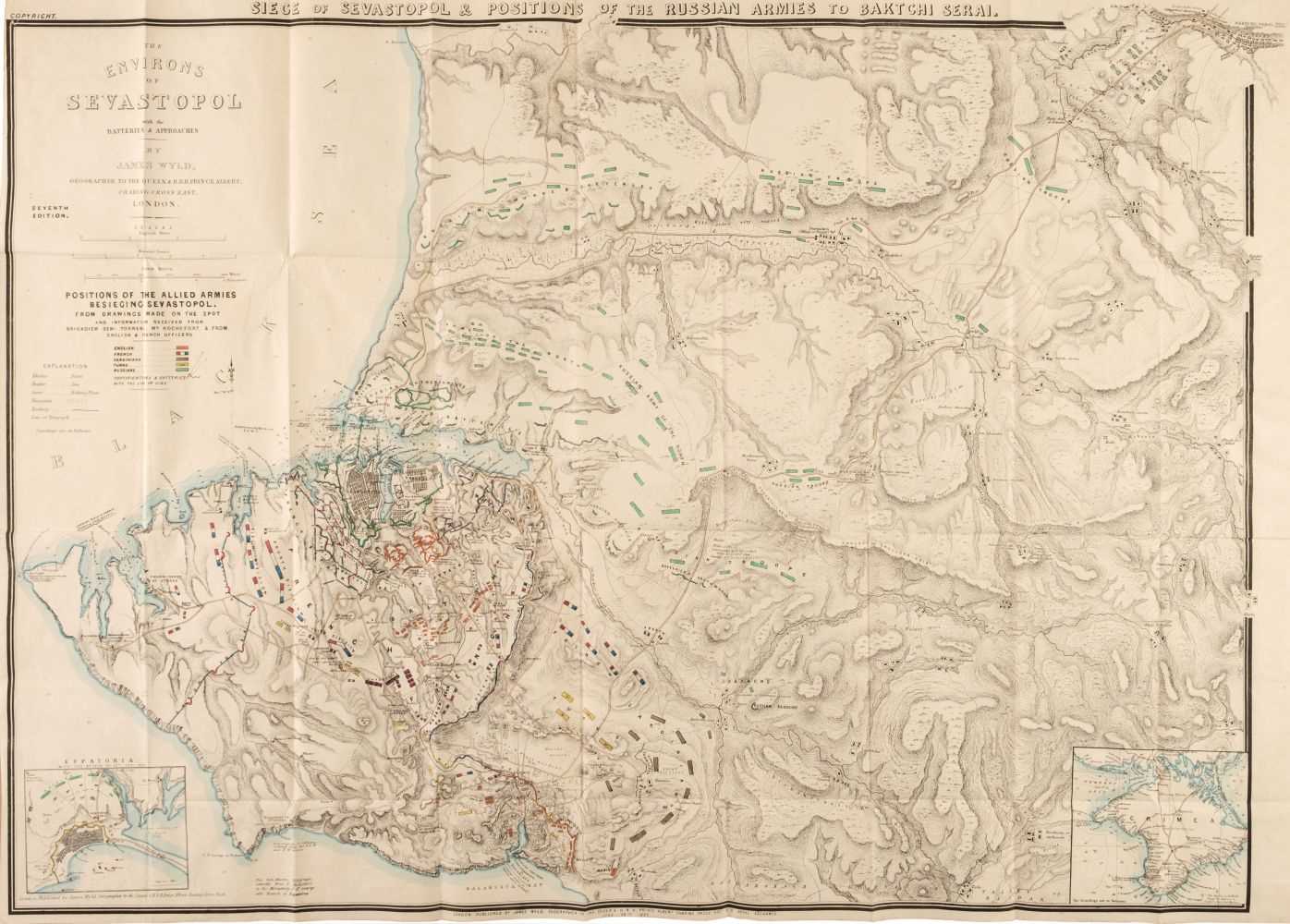 Lot 90 - Crimea. Wyld (James), The Environs of Sevastopol with the Batteries & Approaches..., 1855