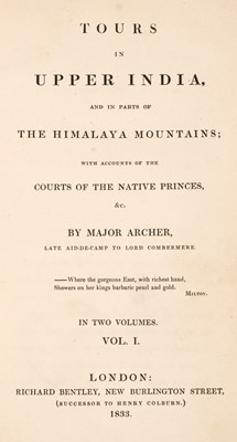 Lot 1 - Archer Edward Caulfield). Tours in Upper India, 2 volumes, 1st edition, 1833