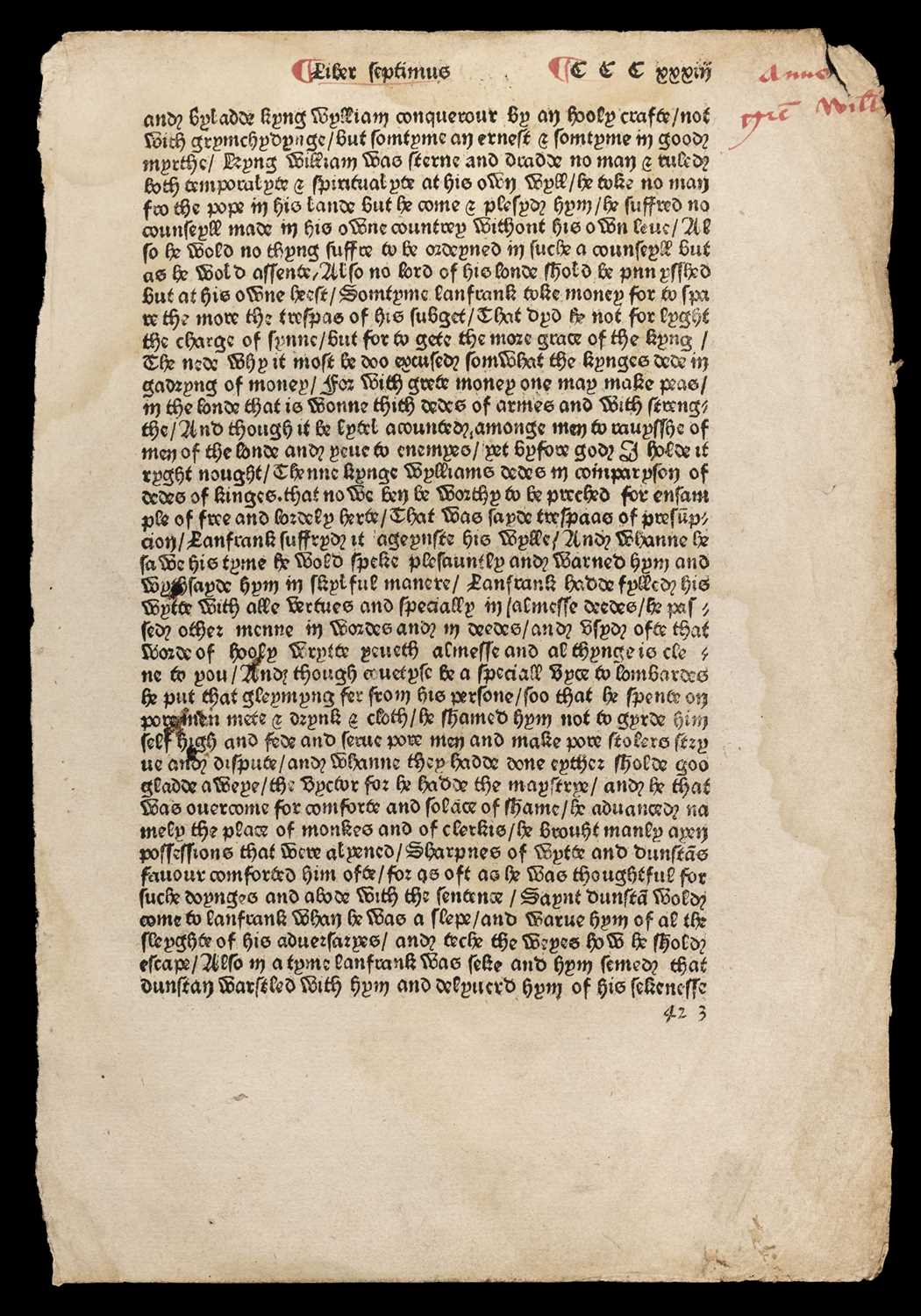 Lot 257 - Caxton (William). A single leaf from the Polycronicon of Ranulphus Higden, Westminster, 1482
