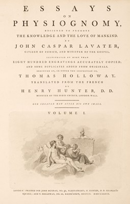 Lot 307 - Lavater (John Caspar). Essays on Physiognomy..., 3 volumes, 1789-98