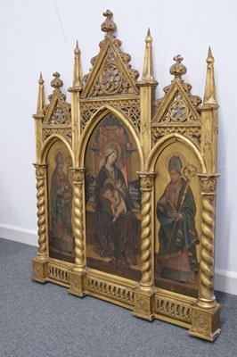 Lot 1 - Crivelli (Carlo, Manner of). Triptych with Virgin and Child, flanked by two saints