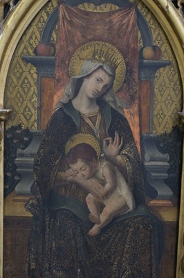Lot 1 - Crivelli (Carlo, Manner of). Triptych with Virgin and Child, flanked by two saints