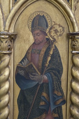 Lot 1 - Crivelli (Carlo, Manner of). Triptych with Virgin and Child, flanked by two saints