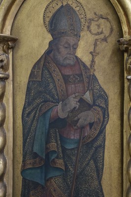 Lot 1 - Crivelli (Carlo, Manner of). Triptych with Virgin and Child, flanked by two saints